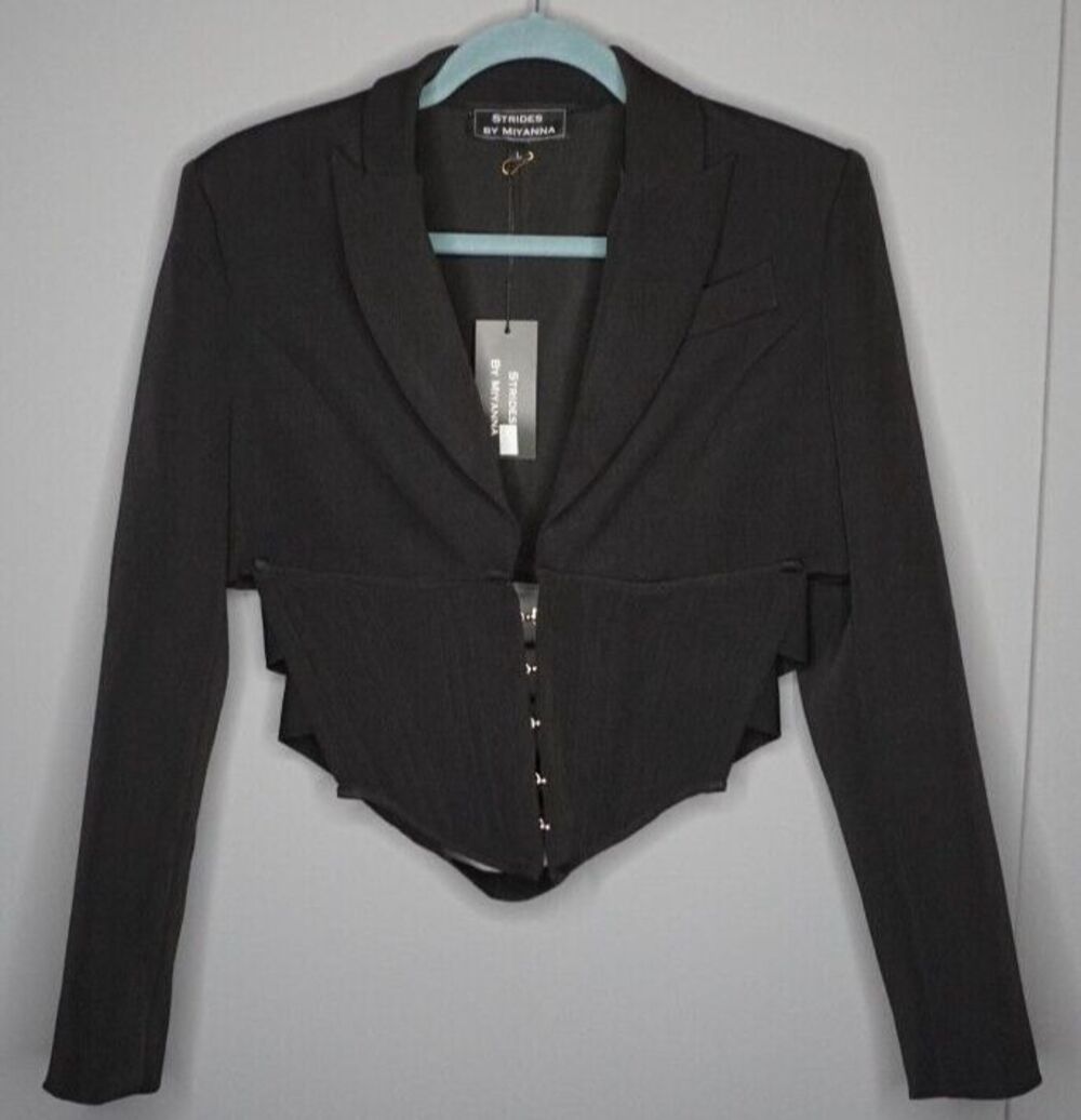 Strides By Miyanna Beulah Women's Corset Blazer in Black size L